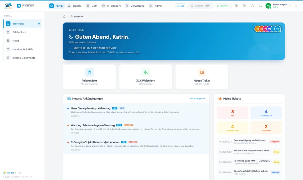 CRM-Ticketsystem, Dashboard